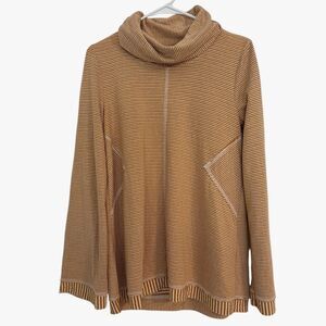 Maeve by Anthropologie Size SMALL Tai Cowl Neck Pullover Sweater Yellow Striped